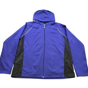 Reebok Men's Hooded Full Zip 2 Pocket Royal Blue Black Windbreaker Athletic XL